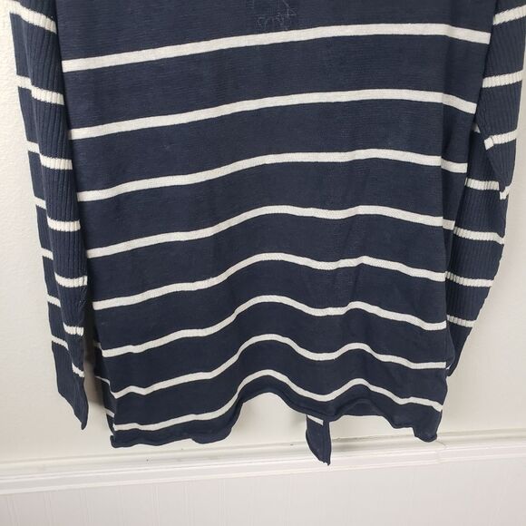 Chaser NWT Women's Blueish Grey White Striped Open Long Sleeve Cardigan Size Med - Picture 9 of 11